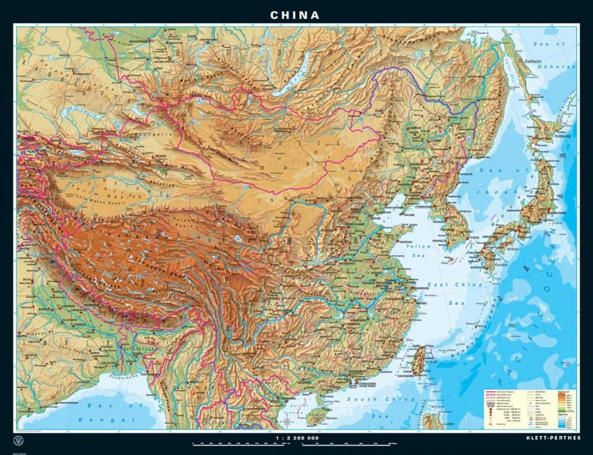 fizioģeogrāfiskā karte Ķīna