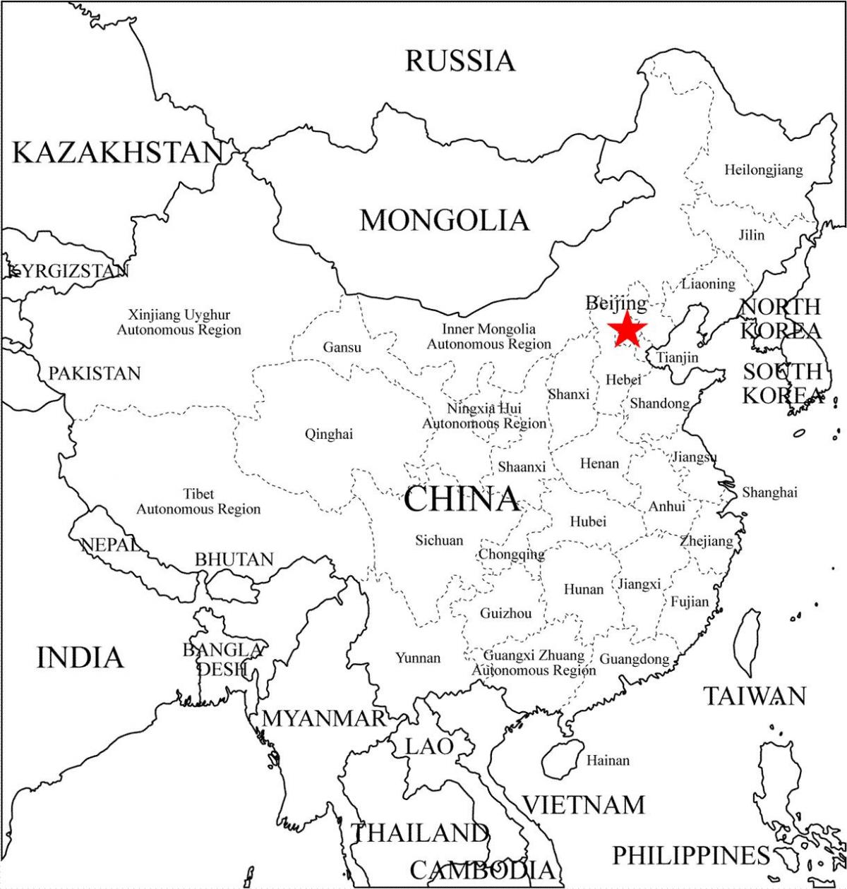 provincēs Ķīnā karte