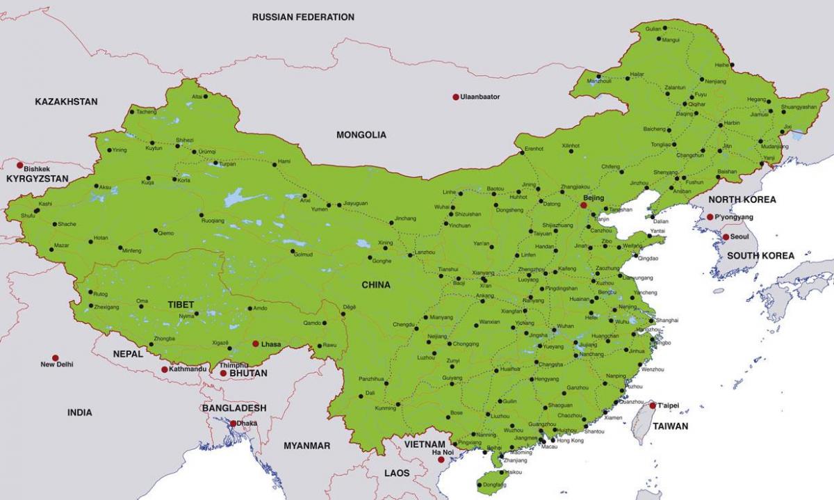 Ķīna karti pilsētu