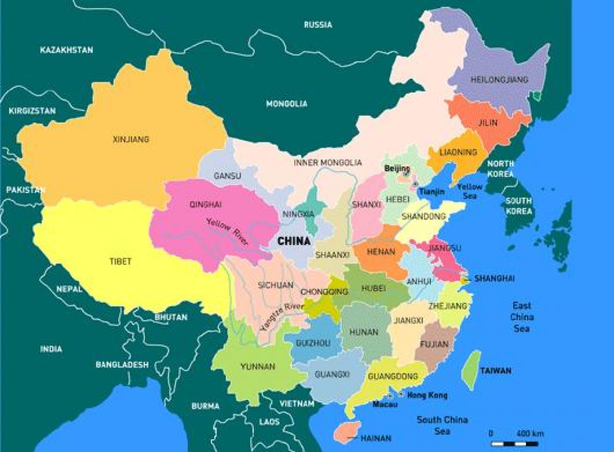 Ķīna karti ar provinču