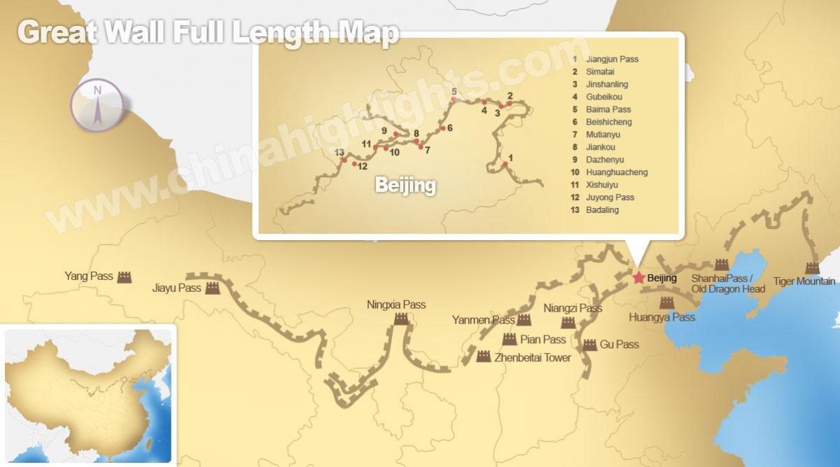 lielais Ķīnas mūris karte