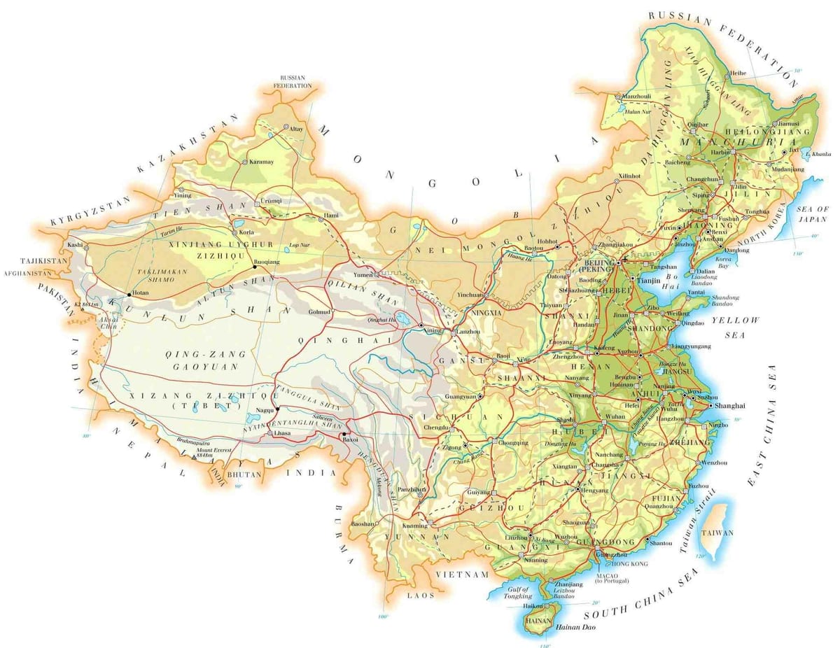 Ķīna topogrāfijas karti
