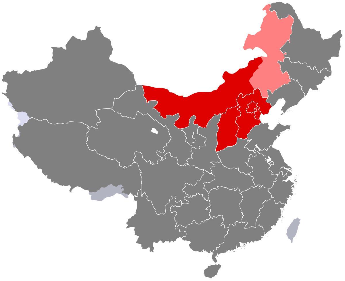 karte, north Ķīna