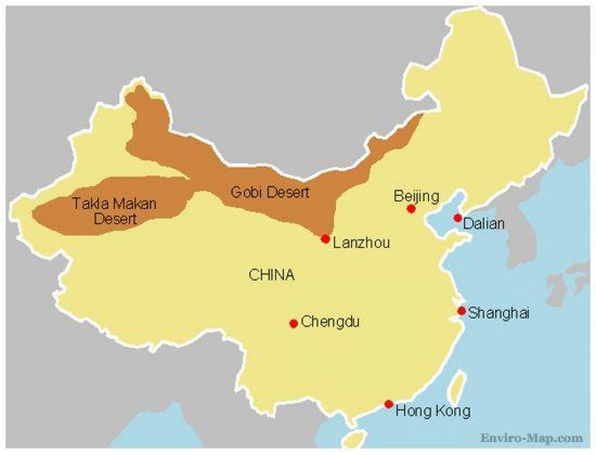 Ķīna kartes gobi tuksnesī