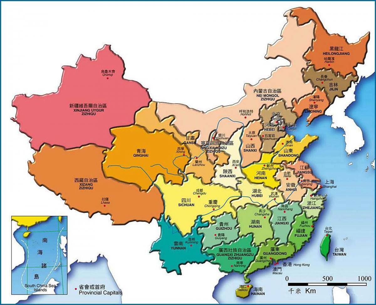 karte Ķīnas provincēs