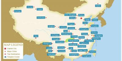 Ķīna kartē ar pilsētām